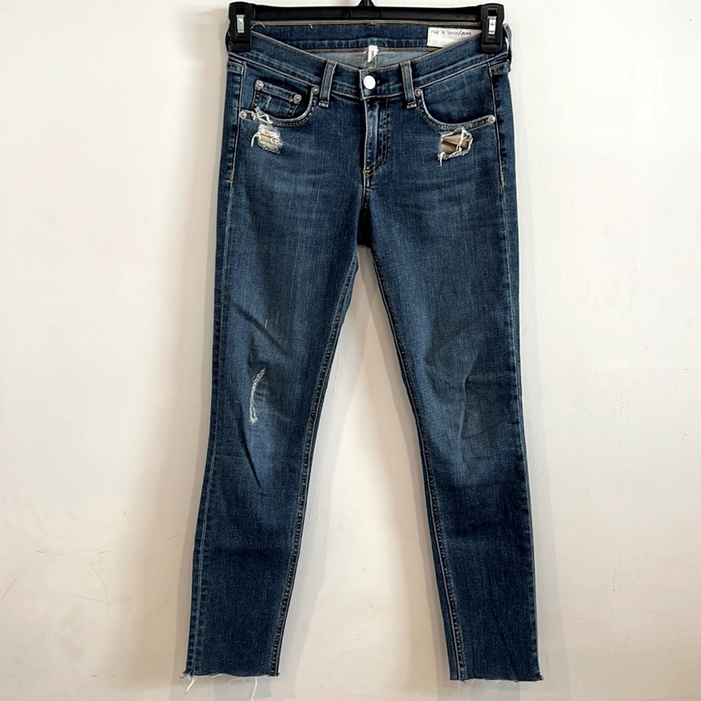 Rag & Bone Distressed Raw Hem Skinny Jeans La Paz Size 26